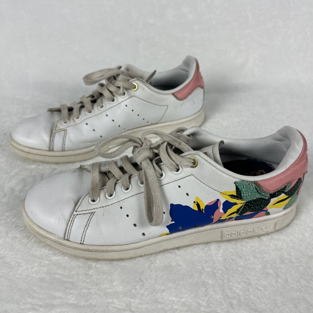 Size 8.5 Adidas Her Studio London x Stan Smith Floral Burst White Sneakers Shoes